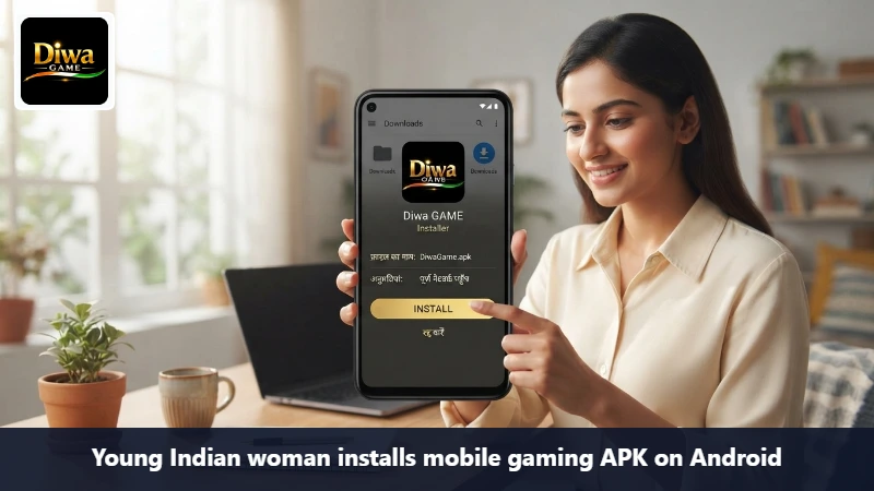 Three Indian adults compare mobile game categories together